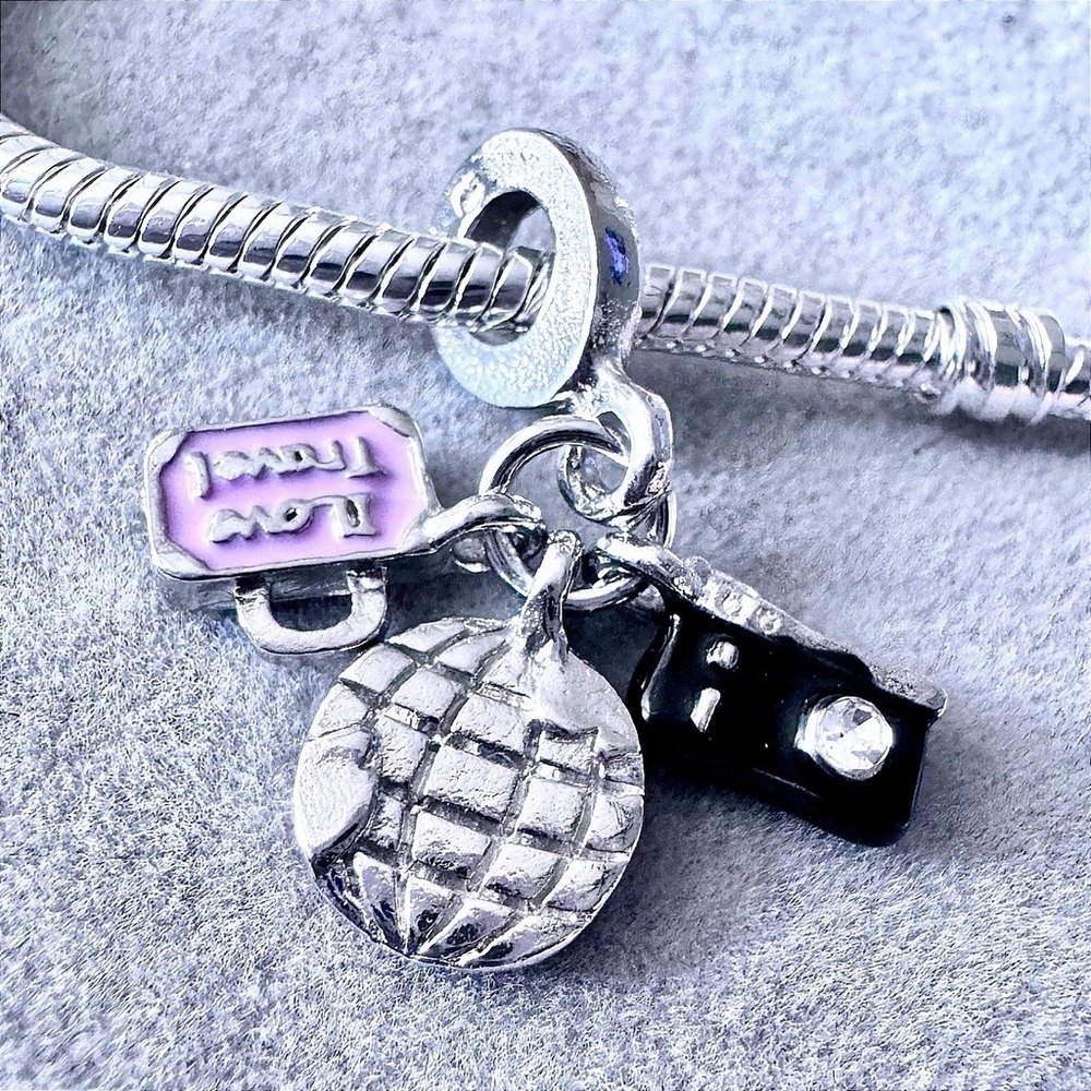 Travel Dangle Suitcase Globe Camera Charm fits PANDORA